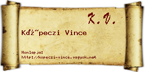 Köpeczi Vince névjegykártya